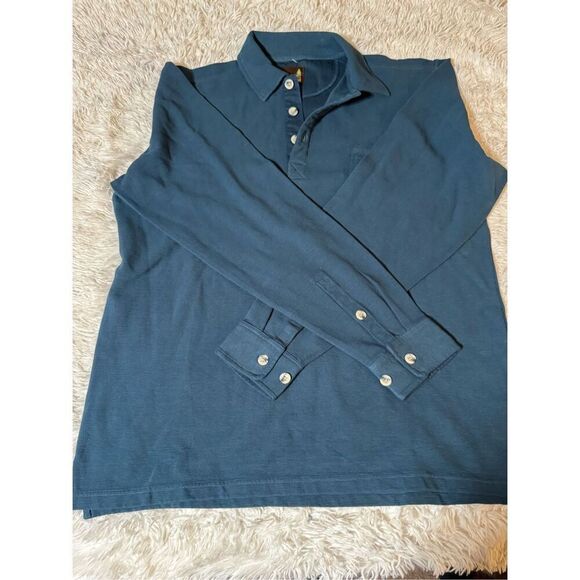 Weekendz off long sleeve button front henley stripe polo collar t-shirt L - Picture 5 of 5
